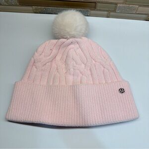 Lululemon Pink Cable Knit Beanie with Pom Pom